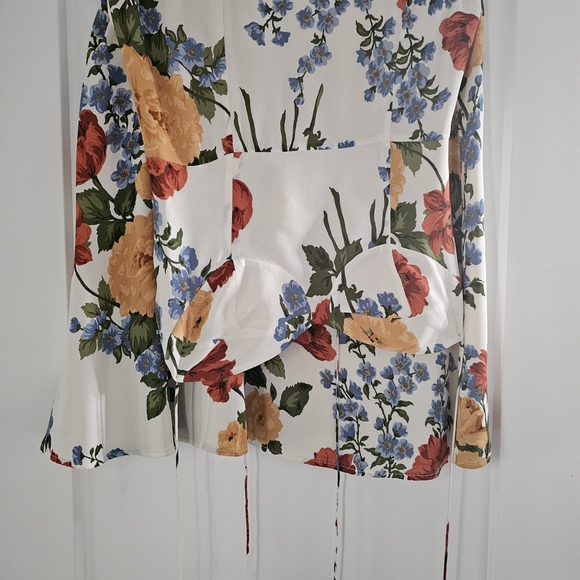 Floral Slip Midi Dress in Cream with Yellow & Red Blooms - Picture 4 of 9